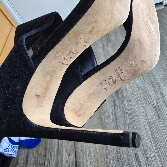 Stuart Weitzman Myslide Suede Black Heels - Picture 5 of 7
